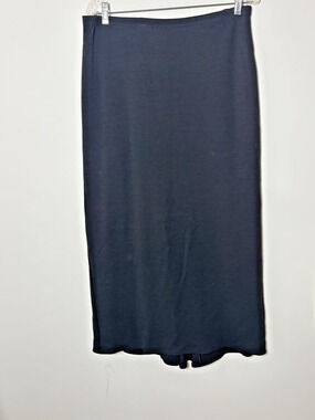 Eileen Fisher Black Wool Viscose Midi Skirt Womens Small Made in USA